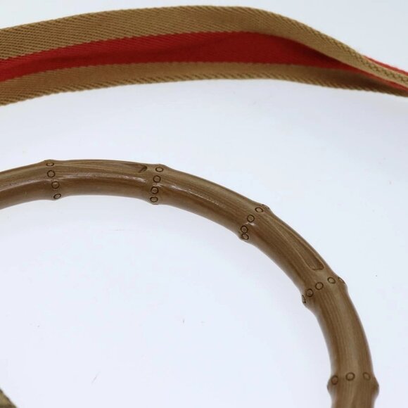 GUCCI GG Canvas Bamboo Sherry Line Hand Bag 2way Beige Red Auth 75306 - Picture 9 of 16